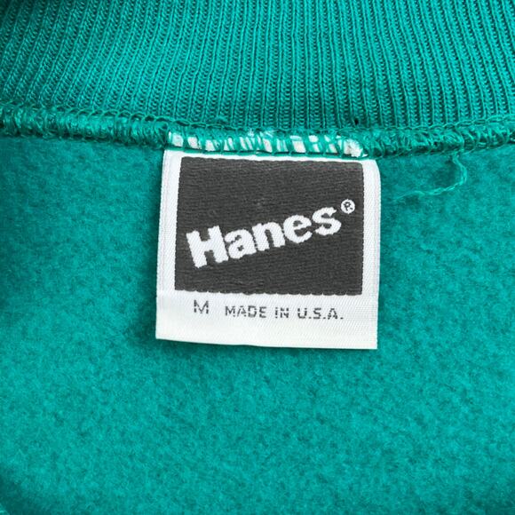 Vintage Turquoise Sweatshirt Adult Small Green Hanes Blank Crewneck Made USA 90s - Picture 4 of 9